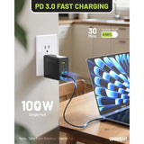 140W Usb C Charger, 4-Port Gan Foldable Fast Wall Charger,100W Laptop Fast Charger Adapter For Macbook Pro 16 14 Mac Air 15 13 Inch,Ipad Pro,Iphone 16/Pro,Dell Xps 13,Note 20/10+,Samsung,Pixel Etc