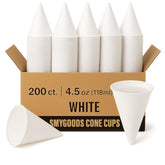 200 Pack White Paper Cone Cups 4.5oz Eco-Friendly Leak-Proof Disposable