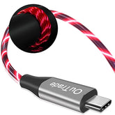 Usb Type C Cable, 3A Led Light Up Fast Charge Cord Compatible With Samsung Galaxy S20/S10/S9/S8, Lg V40, Usb-C To Usb-A Fast Charging C Cables (Red, 6 Ft)