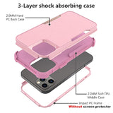 Case Designed For Iphone 13 Pro Max, Heavy Duty Shockproof Protective Three Layers Phone Bumper Cover With Full Body Rubber Armor Bumper Dropproof Protection For Iphone 13 Pro Max, Pink