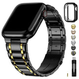 Bands Compatible With Apple Watch Band 45Mm 44Mm 42Mm 46Mm 49Mm 41Mm 40Mm 38Mm,Stainless Steel Iwatch Band With Case For Apple Watch Series 11 10 9 8 7 6 5 4 3 2 1 Se3/2/1 Ultra3/2/1, 42Mm 44Mm 45Mm, Black And Gold