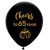 Black Cheers To 65 Years Latex Balloons, 12Inch (16Pcs) 65Th Birthday