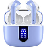 Wireless Earbuds, 60H Playback, LED Display, Wireless Charging, IPX5, Mic