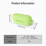 Soft Flexible Silicone Case for Sony WF-C510, Scratch Resistant Protective Cover with Carabiner (Luminous Green)