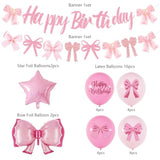 Pink Bow Birthday Party Decorations , Bow Theme Pink Coquette Birthday Decorations Bow Banner And Balloons For Girls' Party Baby Shower Bachelorette Party