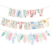Pre-Strung Wildflower Happy Birthday Banner – Floral Birthday Decor for Girls & Women