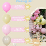 Pink And Yellow Balloon Arch, Pastel Light Pink Balloons Baby Pink Macaron Yellow Balloon Sand White Balloon Arch Kit For Birthday Baby Shower Bee Bear Theme Party Decoration