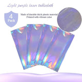 Iridescent Light Purple Table Cloths (4 Packs) - 54X108 Inch Rectangular Plastic Table Cover Disposable Tablecloth Birthday Decorations Waterproof Foil Tablecloth Bachelorette Princess Party