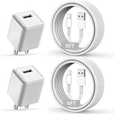 Iphone Charger,Long 6Ft Iphone Charger 2Pack Iphone Cord 6Feet Usb To Lightning Cable Quick Fast Charging Data Sync Cord Usb Wall Charger Block Adapter For Iphone 14/13/12/11/Xs/Xr/X/8/7/5/Se2022/Ipad