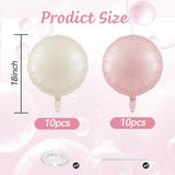 20Pcs 18 Inch Round Foil Balloon, Retro Pink Cream White Round Shaped Balloons, Round Aluminum Foil Helium Balloons For Boho Birthday Party Wedding Bachelorette Engagement Baby Shower Decorations