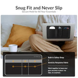 3-Pocket Storage Pouch, Adhesive Laptop Accessory Organizer, For Portable Hdd, Ssd, Usb Drive, Mouse, Cables - Black