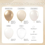 Beige White Metallic Gold Balloon Garland Arch Kit, Metallic Gold Sand Pearl White Clear Balloons For Engagement Bridal Baby Shower Wedding Anniversary Birthday Party Decorations