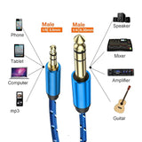 1/4 Inch To 3.5Mm Stereo Audio Cable, 6.35Mm To 3.5Mm Headphone Adapter, 1/4 To 1/8 Male To Male Aux Cord, 3.3Ft (1M) Long, For Guitar, Cellphone, Laptop, Switch, Home Theater Devices
