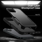 JETech Case for iPhone 15 Plus 6.7-Inch, Heavy Duty Dual-Layer Rugged Protection, Shockproof Protective Tough Phone Cover with Matte Back (Black)