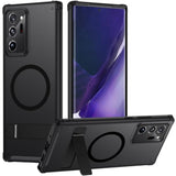 Magnetic Case For Samsung Galaxy Note 20 Ultra, Translucent Matte Anti-Fingerprint,Compatible With Magsafe,Adjustable Kickstand,Shockproof Protective Phone Case (Black)