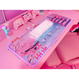 Pink Rgb Gaming Mouse Pad 31.5X12 Inch Pc Xl Large Extended Glowing Led Light Up Desk Pad Non-Slip Rubber Base Computer Mouse Pad Cute Mousepad Mat 31.5X12 Inch Sakura