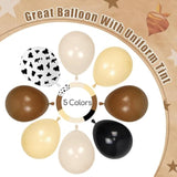 Western Cowboy Balloon Arch Kit With Black Dark Brown Sand White Nude Cow Print Cowboy Balloons For Wild West My First Rodeo Baby Shower Birthady Party Decorations