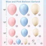 Gender Reveal Balloon Garland Kit 124pcs Pink, Blue & White for Baby Shower Decor