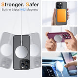 For Iphone 15 Pro-Max Matte Clear Case Compatible With Magsafe, Full Camera Lens Protection, Screen Protector, Wrist Strap, Translucent Magnetic Slim Hard Protective Phone Cover, Wine-Red