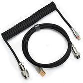 Braided Keyboard Cables 1.5M Coiled Type-C To Usb A With Detachable Aviator Connector.For Gaming Keyboard/Tablet (Black)