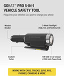 PB5N1 GoBat Pro 5-in-1 Vehicle Safety Kit, Emergency Car Escape Tool with Seatbelt Cutter, Glass Window Breaker, LED Flashlight, 12W USB-C Car