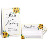 50 Pcs Sunflower Share A Memory Cards Sign Place Seating Place Cards For Celebration Of Life Decorations Wedding Funeral Bridal Shower Birthday Anniversary(Black Font)