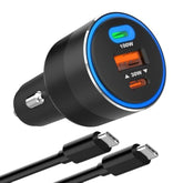 130W Car Charger With 100W E-Mark Cable - Multiport (2 Usb-C & 1 Usb-A) Super Fast Charging, Compatible With Iphone 15/14/13/12, Galaxy S24/S23/S22, Ipad, Macbook, Windows Laptops & More