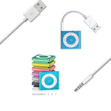 Usb Date Cable Replacement For Ipod Shuffle Charger Cable,(2-Pack) 3.5Mm Jack/Plug To Usb Power Charger Sync Data Transfer Cable For Ipod Shuffle 3Rd 4Th 5Th /6/7 Gen Mp3