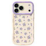 Cute Purple Flowers Phone Case for iPhone 17 Pro Max, Soft Touch TPU Anti Fingerprint Shockproof Air Cushion Bumper Cases Cover for Girls Women