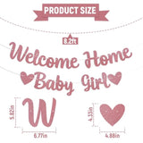Welcome Home Baby Girl Banner - Pink Baby Shower Decorations For Girl, Gender Reveal Baby Shower Inside Outside Decoration Rose Gold Glitter
