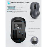 Wireless Mouse For Laptop, 2.4Ghz Ergonomic Computer Mouse With Back & Forward Buttons, 3 Adjustable Dpi Levels, 6 Buttons, Optical Usb Cordless Mice For Windows Pc (Gray, 1 Pack)