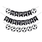 Soccer Happy Birthday Banner, Black Soccer Birthday Sign for Boys Girls Fans Party Decoration