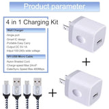 Usb Wall Charger Micro Usb Cable,4Kit Charging Block Usb Charger Cube Plug With Android Micro Cord Cable Compatible Samsung Galaxy S7 Edge A10 A6 M10 J7 J8 S6 S5 Note 5 4, Lg, Htc, Moto, Android Phone