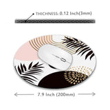 Boho Mid Century Round Mouse Pad, Abstract Computer Small Cute Mouse Pads, Black And White Arch Sun Mousepad For Men Laptop Office Desktop, Modern Minimalistic Leaves, 7.9 X 7.9 Inch