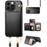 Compatible With Iphone 16 Pro Max Crossbody Wallet Case With Card Holder, Pu Leather Zipper Handbag Phone Purse With Rfid Blocking Kickstand Wrist Strap Lanyard 6.9 Inch, Black