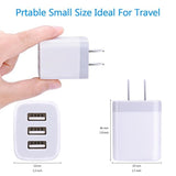 Usb Wall Charger, 2Pack Wall Plug 3-Port Usb Charging Station 3.1A Power Adapter Multi Port Quick Charger Block Cube For Iphone 16 15 14 13 12 11 Pro Xs Max 8 Plus, Ipad, Samsung Galaxy S24 S23