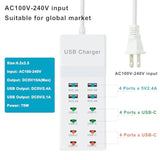 Multi-Port Usb C Charging Station - Fast Charger For Iphone 15/14, Samsung Galaxy, Ipad And Tablets - Desktop Home Usbc Charger Hub With Ul Certification And Safety Travel Protection White