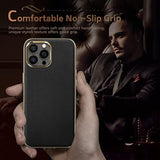 Designed For Iphone 13 Pro Leather Case, Luxury Business Classic Non Slip Soft Grip Full Body Protective Men Phone Cases Cover Compatible With Iphone 13 Pro 5G 6.1 Inch - Black Gold