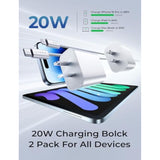 Ipad Charger Fast Charging, 2 Pack 20W Pd Ipad Charger For Ipad Pro 12.9/11 Inch, Ipad Air 5Th/4Th, Ipad Mini 6,Ipad 10Th, Iphone 15/15 Plus/Pro Max, Fast Charger Block, With Lighting And Usb C Cable