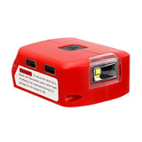 Usb Charger Adapter For Milwaukee M18 Lithium Battery, Led Work Light With Dual Usb Charger And 12V Dc Port,Power Source Supply For 14.4-20V Max Lithium-Ion Battery