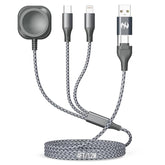 Multi Charging Cable For Apple Watch Charger 4Ft, Nylon Braided Usb Lightning Type C Usb C Cord Iwatch Magnetic Wireless Charger 3 In 1 Charging Wire For Apple Iphone Android Phone And Iwatch