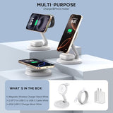 Charging Station for Magnetic Wireless iPhone Mag-Safe Charger,15W 3in1 Foldable Wireless Dock Fast MagSafe Charger Stand for iPhone 17 Pro