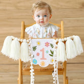 One Banner Embroidery First Birthday High Chair Butterfly Fairy Girl Highchair Banner Happy 1St Party One Year Old Wildflower
