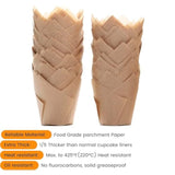 200Pcs Natural Tulip Cupcake Liners For Baking Cups Unbleached European Parchment Paper Tulip Muffin Liners, Cupcake Wrapper For Party, Christmas