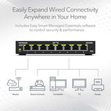 8-Port Gigabit Ethernet Easy Smart Managed Essentials Switch (Gs308E) - Desktop Or Wall Mount, Home Network Hub, Office Ethernet Splitter, Silent Operation