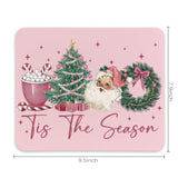 Pink Christmas Mouse Pad Desk Decor,Pine Tree Decor Mouse Pad Farmhouse Christmas Desk Decorations,Winter Holiday Sant Xmas Decorations For Laptop Gaming Non-Slip Rubber Base,9.5X7.9 In