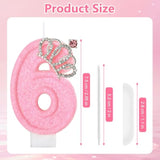 Pink Birthday Candle Crown Number 6 Candles Cake Candle,Pink Birthday Cake Topper Cupcake Decorations Party Decor For Girls And Women Anniversary Celebrations Supplies Favors