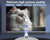Mini Portable Projector - 4K & 1080P Support, Wifi6 & Bluetooth 5.4, Auto Horizontal Correction, 180 Rotatable, Outdoor Movie Compatible With Phone
