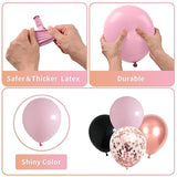 Pink & Black 55Pcs Balloon Set (12Inch) - Rose Gold Confetti, Female Gift, Ideal For Wedding, Birthday, Party Decoration