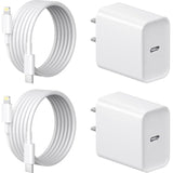 2-Pack USB-C Fast Wall Charger with 6ft Cable for iPhone & iPad